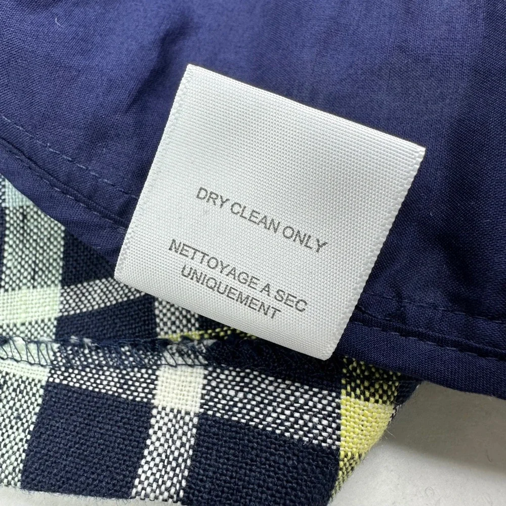 Joie Womens Plaid Linen Shorts Navy Blue Yellow Check Size 2 1926-6493